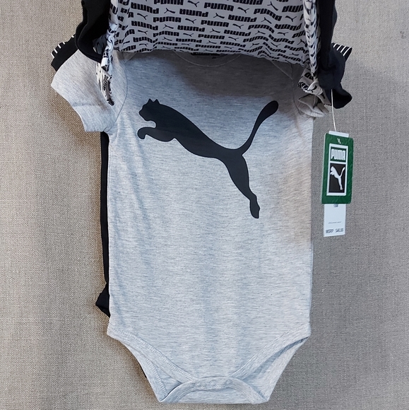 Puma 5pack bodysuits infant 18 months color Black, withe, gray. 100% cotton - Picture 4 of 9